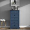 Tall Dresser for Bedroom with 5 Drawers for Closet, Chest of Drawers with Metal Handle - Blue