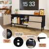 TV Stand up to 70+ inch, Mid Century Modern Entertainment Center with 2 Drawers, Television Stands with Storage Cabinet- Light Oak