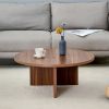 Versatile Walnut-Finished MDF Round Coffee Table for Diverse Interior Styles, with Dimensions of 31.5*31.5*13.98 Inches