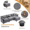 112.2" L-Shape Chenille Upholstered Sofa for Living Room Modern Luxury Sofa Couch with Ottoman and 5 Pillows for Living Room - Gray - Foam