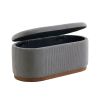 Lift Top Storage Bench Foam Cushioned Seat Gray Corduroy Fabric Upholstery 1pc - as Pic