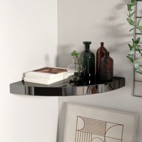 Floating Corner Shelf High Gloss Black 13.8"x13.8"x1.5" MDF - Black