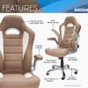 Techni Mobili High Back Executive Sport Race Office Chair with Flip-Up Arms, Camel - as Pic