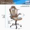 Techni Mobili High Back Executive Sport Race Office Chair with Flip-Up Arms, Camel - as Pic