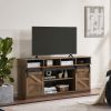 TV Stand Sliding Barn Door Modern&Farmhouse Wood Entertainment Center, Up to 65",Natural Brown - Brown - MDF+Metal