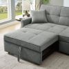 Grey 3 in 1 Convertible Sleeper Sofa Bed, Modern Fabric Loveseat Futon Sofa Couch Pullout Bed