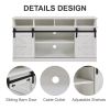 TV Stand Sliding Barn Door Modern&Farmhouse Wood Entertainment Center, TVs Up to 65",White - White - MDF+Metal