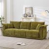 98.5" 3-seater Contemporary style linen sofa with 3 comfortable cushions with 2 pillows Suitable for living room bedroom and office,green