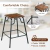 5 Pieces Bar Table Set with 4 Counter Height Backless Stools - Rustic Brown
