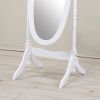 Traditional Queen Anna Style Wood Floor Cheval Mirror, White Finish - as Pic