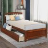 Twin Platform Storage Bed Wood Bed Frame with Two Drawers and Headboard, Walnut(Previous SKU: SF000062DAA) - as pic