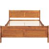 Queen Size Wood Platform Bed with Headboard and Wooden Slat Support (Oak) - as Pic