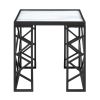 Occasional 3pc Tables Set Tempered Glass Top Coffee Table and End Tables Black Metal Frame Living Room Furniture - as Pic