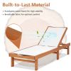 Outdoor Wood Chaise Lounge Chair with 5-Postion Adjustable Back - Teak and White