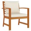 4 Piece Patio Dining Set with Cushions Solid Wood Acacia - Brown