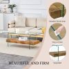 43.3 Inch Modern Two-Tier Coffee Table - An Elegant Combination of Clear Glass and Light Wood Texture Sticker