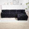 L Shaped Modular Sectional Sofa with Deep Seating Reversible 3-seat Sleeper Couch Comfortable Upholstered Furniture-Black