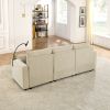 Modern 3 seat Sofa with Storage, Deep Seat Sofa with Cup Holders & Phone Holder Charging Ports, Beige Corduroy Couch for Living Room,Beige - as Pic