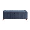 Contemporary Upholstered Bench with Internal Storage 1pc Durable Plywood Frame Blue Boucle - as Pic