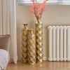 Metal decorative vase High Distress Metal center vase with 3D triangle pattern