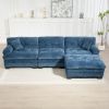 L Shaped Modular Sectional Sofa with Deep Seating Reversible 3-seat Sleeper Couch-Blue - as Pic