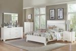 White High Gloss Finish Modern Queen Bed 1pc LED Light Headboard Faux Leather Upholstered Wooden Furniture - as Pic