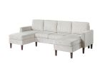 3-Piece Corduroy Sectional Set in Beige - as Pic