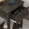 Drawer Nightstand; Set of 2 - Dark Espresso - Medium Density Fibreboard, Laminate, Wood Composite, Metal