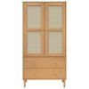 Wardrobe SENJA Rattan Look Brown 35.4"x21.7"x68.9" Solid Wood Pine - Brown