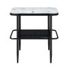 3pc Stylish Occasional Table Set White Marble Print Tempered Glass Top Coffee Table and End Tables Modern Home Furniture - as Pic