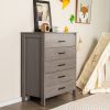 Modern 5-Drawer Multipurpose Chest Dresser with Metal Handles - Gray