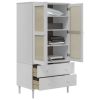 Wardrobe SENJA Rattan Look White 35.4"x21.7"x68.9" Solid Wood Pine - White