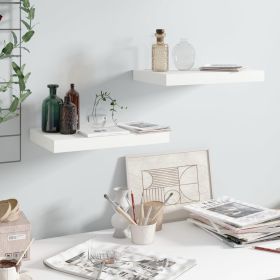 Floating Wall Shelves 2 pcs High Gloss White 15.7"x9.1"x1.5" MDF - White