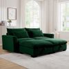 Corduroy Two-Seater Sofa with 2 Storage Footrest,2 Seater Sectional deep seat sofa,Comfy Couches for Living Room,Green Sofa - as Pic