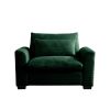 Green Corduroy Deep Seat Single Sofa Accent Chair,Deep Seat Couch with Waist Pillow for Living Room/Apartment/Office - as Pic