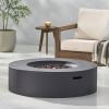 Lightweight Concrete Outdoor Circular Fire Pit, Dark Gray 50,000 BTU (Tank Cover not Included) - as Pic