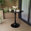 31.5" White Round Dining Table, Tulip Table Kitchen Dining Table 2-4 People with MDF Table Top & Pedestal Base- Black