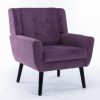 Modern Soft Velvet Material Ergonomics Accent Chair Living Room Chair Bedroom Chair Home Chair With Black Legs For Indoor Home - Lavender purple
