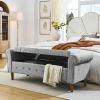 62" Bedroom Tufted Button Storage Bench, Modern Fabric Upholstered Ottoman (Grey)