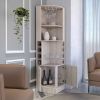 Bar Cabinet Papprika, 8 Wine Cubbies, Double Door, Light Gray Finish - as Pic