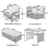 5-Piece Outdoor Patio Rattan Sofa Set; Sectional PE Wicker L-Shaped Garden Furniture Set with 2 Extendable Side Tables;  Brown