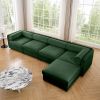 Modular Sectional Sofa with Storage, Cylindrical Backrest and Armrests Deep Comfortable Seating, 4 Seat L- Shaped Sofa, Green - as Pic