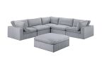 Dark Gray Color 6pc Modular Sectional Set Corduroy Upholstery Couch 3x Corner wedge 2x Armless Chairs 1x Ottoman Living Room Furniture - as Pic