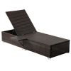 Outdoor PE Wicker Chaise Lounge - 2 Piece patio lounge chair; chase longue; lazy boy recliner- Beige