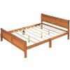 Queen Size Wood Platform Bed with Headboard and Wooden Slat Support (Oak) - as Pic