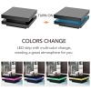 ON-TREND High Gloss Minimalist Design with LED Lights, 2-Tier Square Coffee Table, Center Table for Living Room, 31.5''x31.5''x14.2'',Black - as Pic