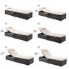 Outdoor PE Wicker Chaise Lounge - 2 Piece patio lounge chair; chase longue; lazy boy recliner- Beige