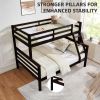 Twin over Full Bunk Bed with Thick Posts,Wooden Bunk Bed with High Guardrail and Ladder, Espresso - Espresso - Wood