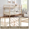 Full over Full Bunk Bed with Ladder,Wooden Bunk Bed with High Guardrail and Ladder- Natural - Wood