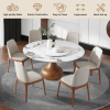 Modern Marble Dining Table, 59" Round Sintered Stone Table for Dining Room, Kitchen, Dinette, Compact Space With Lazy Susan(8 chairs) - as Pic